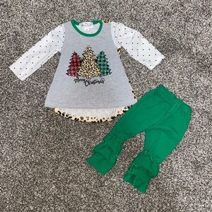 Festive Kids Christmas Tree Set - Green and Gray